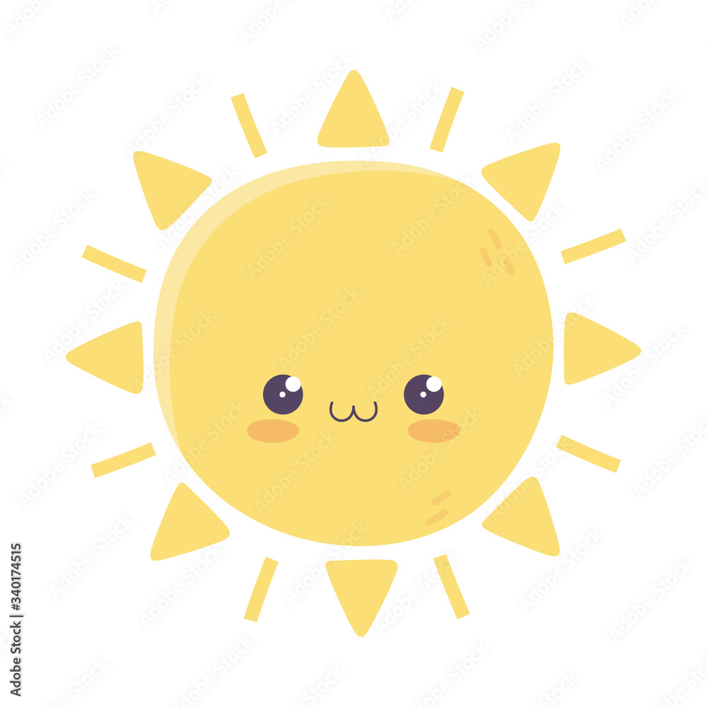 kawaii sun cute cartoon isolated icon
