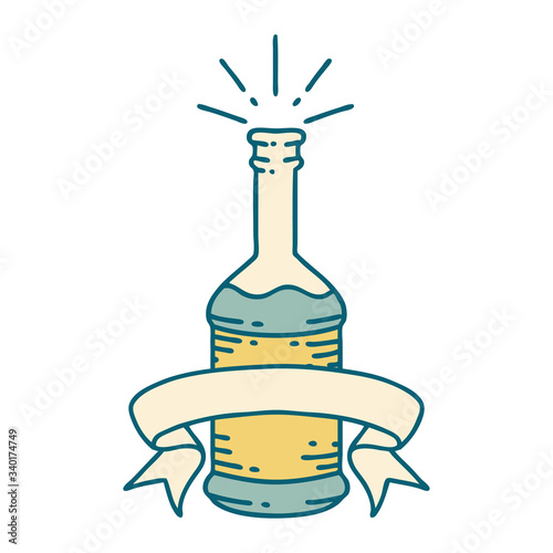 banner with tattoo style beer bottle
