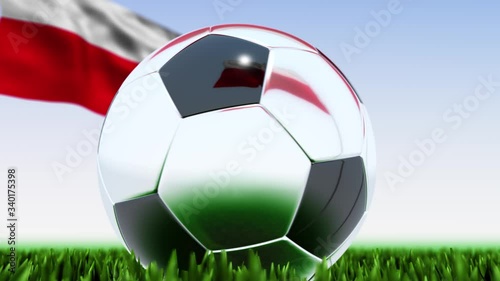 Seamless looping 3d animation of a soccer ball reflecting the flag of Poland in 4K resolution