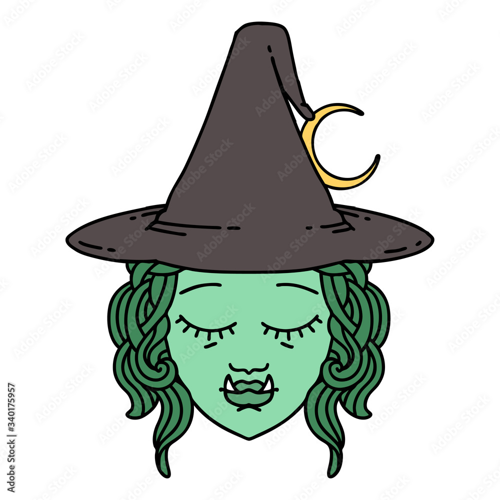 half orc witch character face illustration