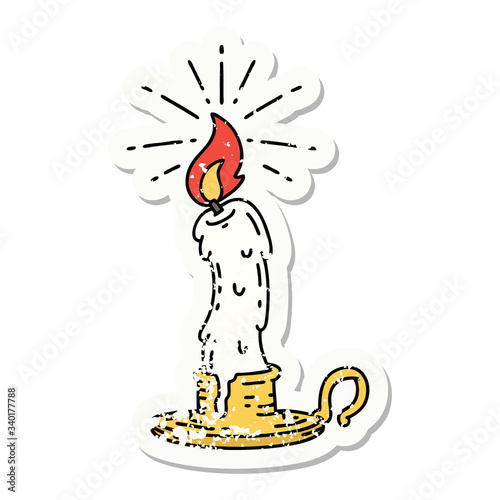 grunge sticker of tattoo style spooky melting candle
