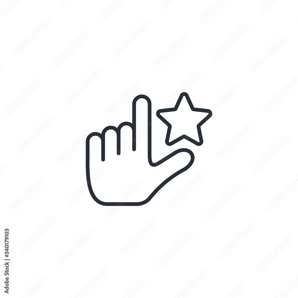 Click star. Vector linear icon isolated on white background. Click star. Vector linear icon isolated on white background.