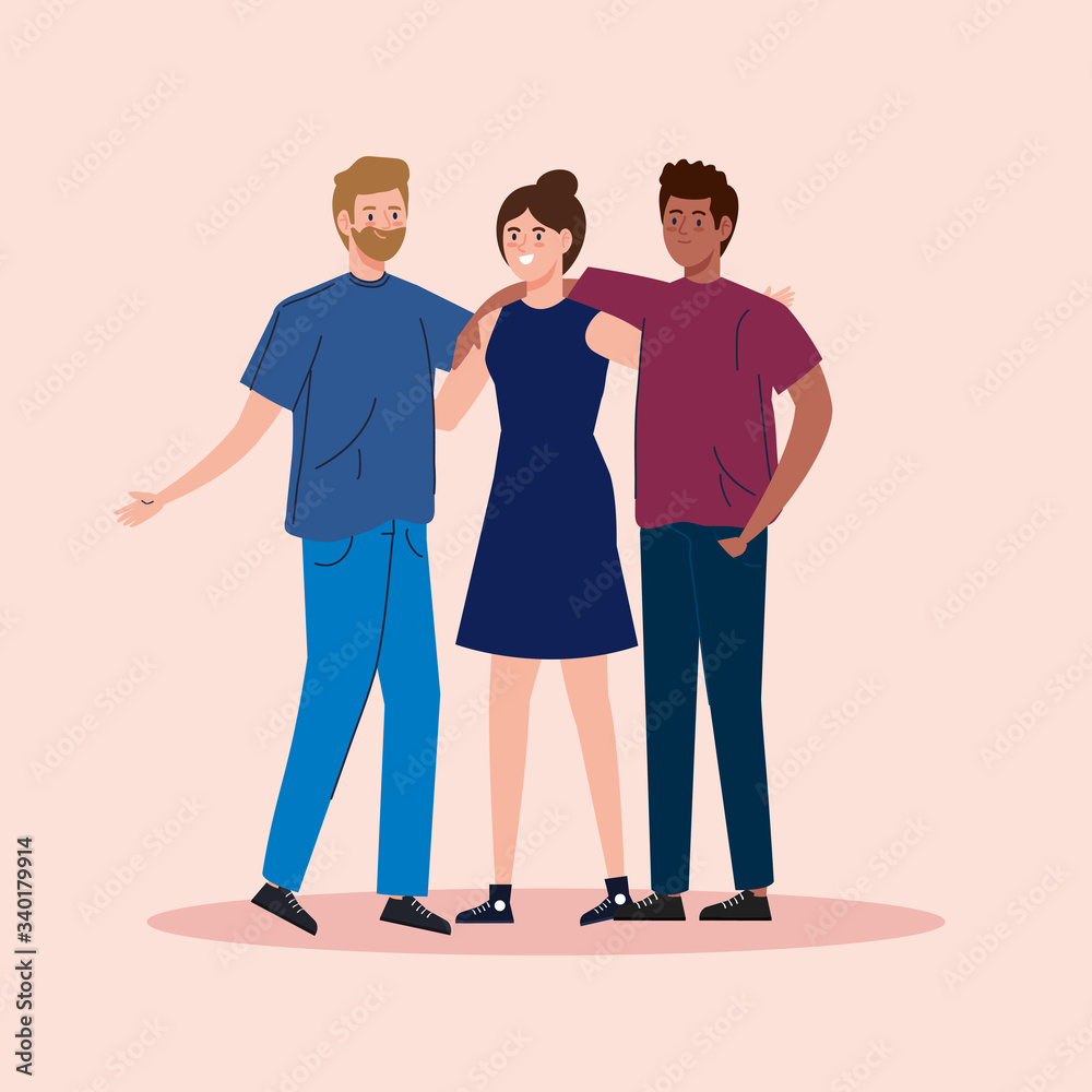 Fototapeta premium young people together avatar characters vector illustration design