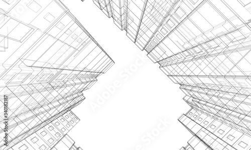 Vector wire-frame model of a multi-storey building