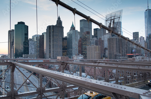 New York Brooklyn bridge and skyscrapers