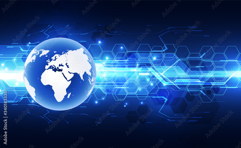 Vector blue globe on the digital technology background, abstract illustration Vector blue globe on the digital technology background, abstract illustration