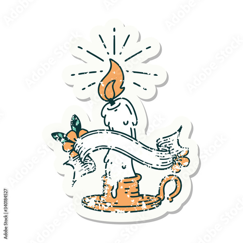 grunge sticker of tattoo style spooky melting candle
