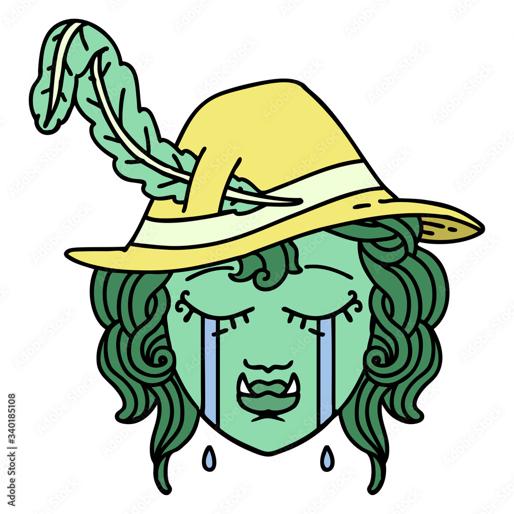 crying orc bard character illustration crying orc bard character illustration