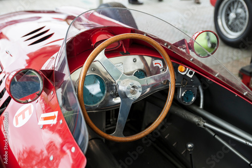 Red race car cockpit