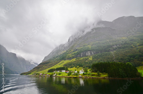 natural landscape of Flam Sognefjord in Norway photo