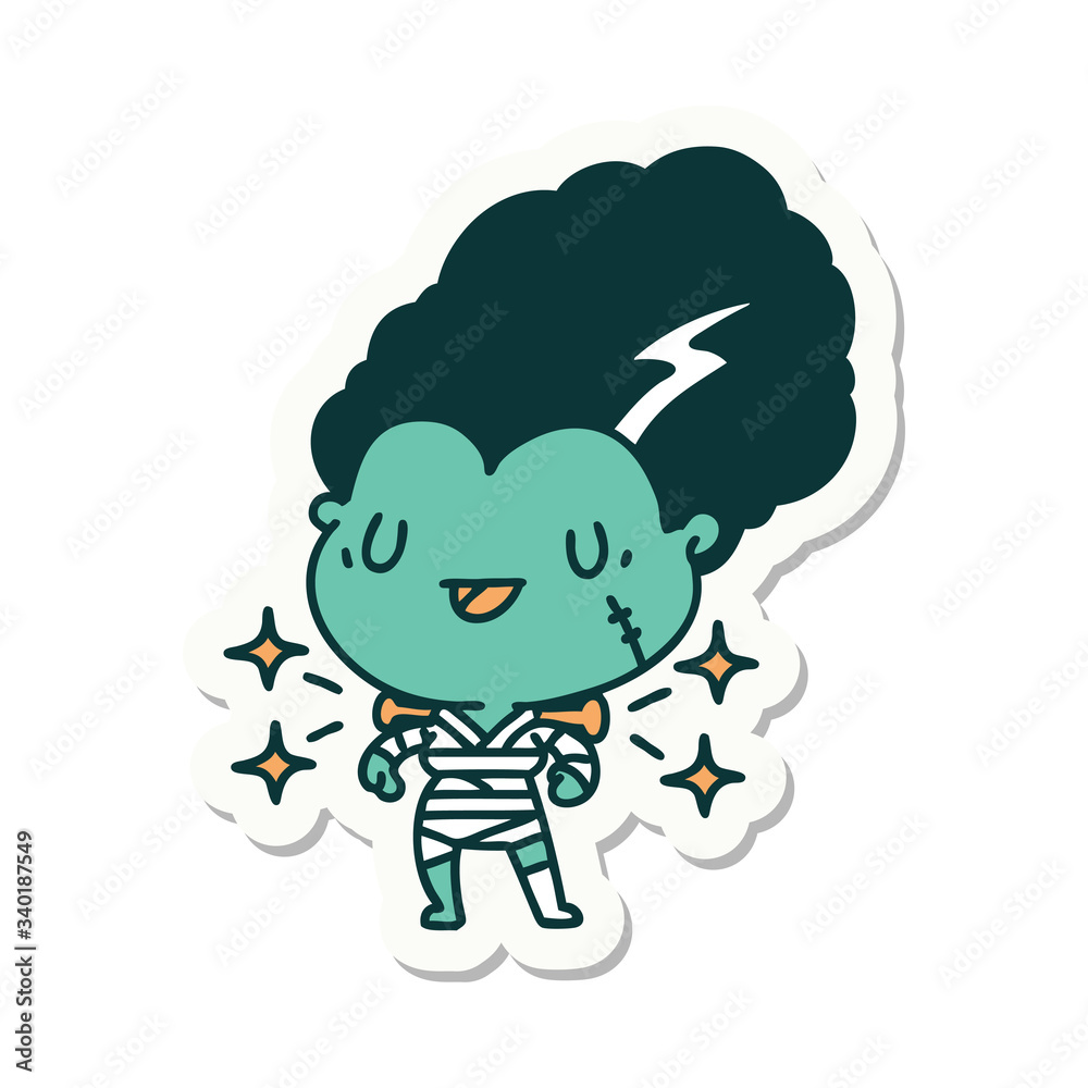 sticker of tattoo style undead zombie bride character sticker of tattoo style undead zombie bride character