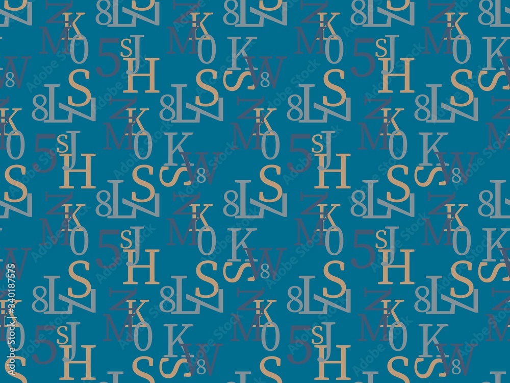 Bright colors of seamless pattern with  latin alphabet and  letter.