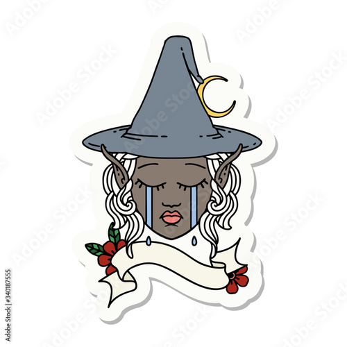 sad elf mage character face sticker