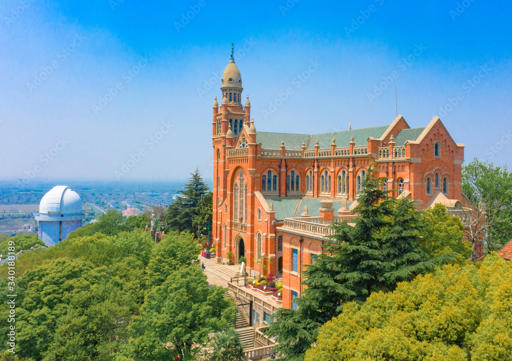 Naklejka premium Mountain top architecture in Sheshan Hill, Shanghai, China