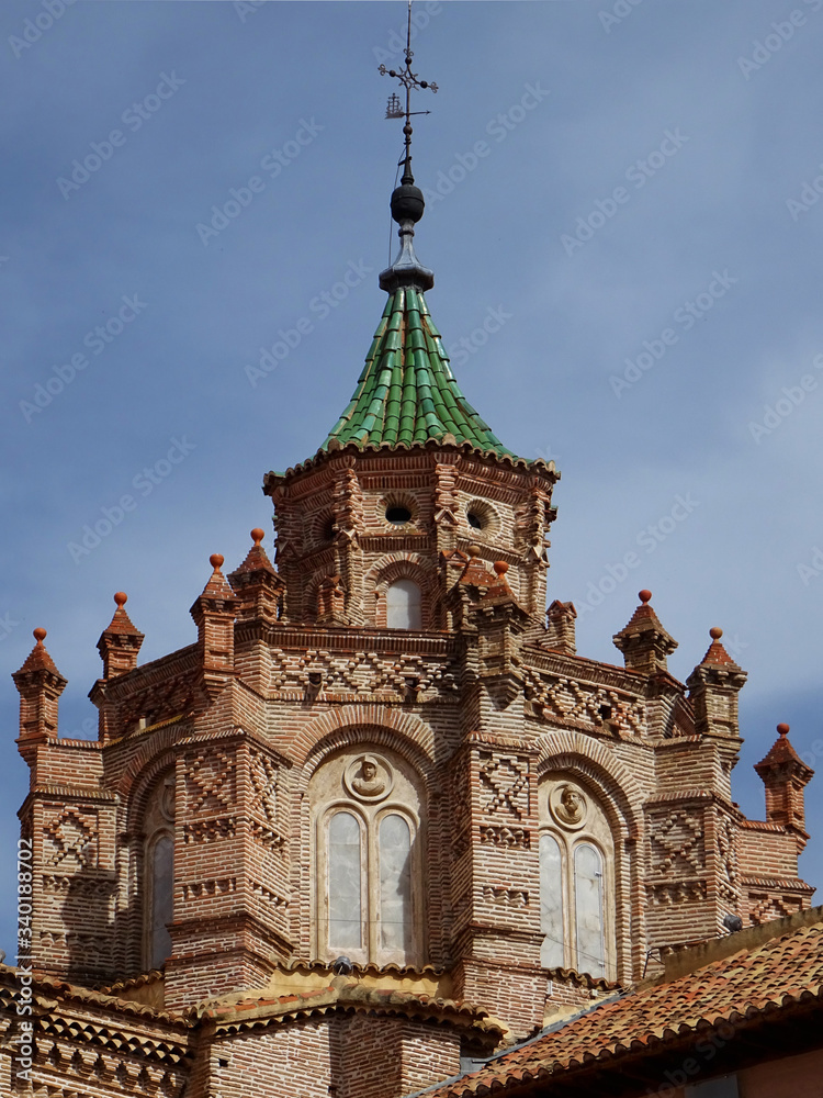 Dome of the Cathedral of Teruel. Mudejar brick architecture. Spain.