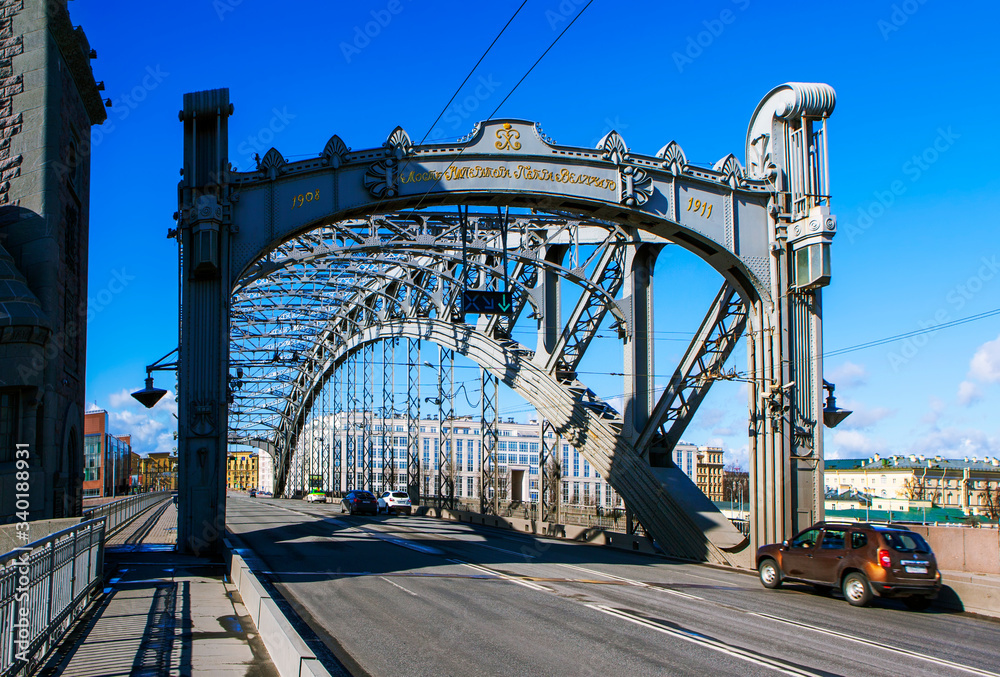 The Bolsheokhtinsky Bridge (Emperor Peter the Great). St. Petersburg. Russia