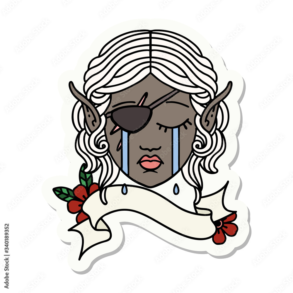 crying elf rogue character face sticker crying elf rogue character face sticker