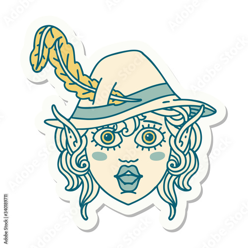 elf bard character face sticker