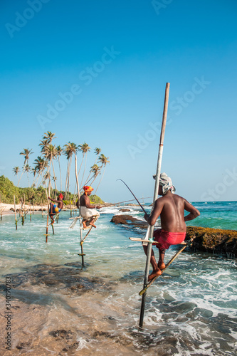 Traditional pole fishing (Sri Lanka)