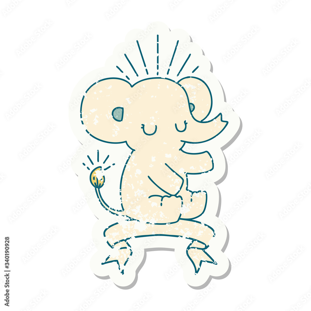 grunge sticker of tattoo style cute elephant grunge sticker of tattoo style cute elephant