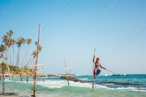 Traditional pole fishing (Sri Lanka)