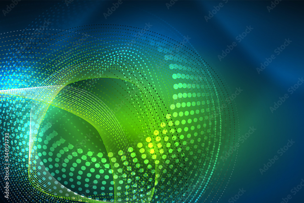 Abstract particles, wave background, neon motion techno design Abstract particles, wave background, neon motion techno design