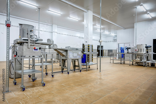 new interior of a packaging production line at a semi-finished factory