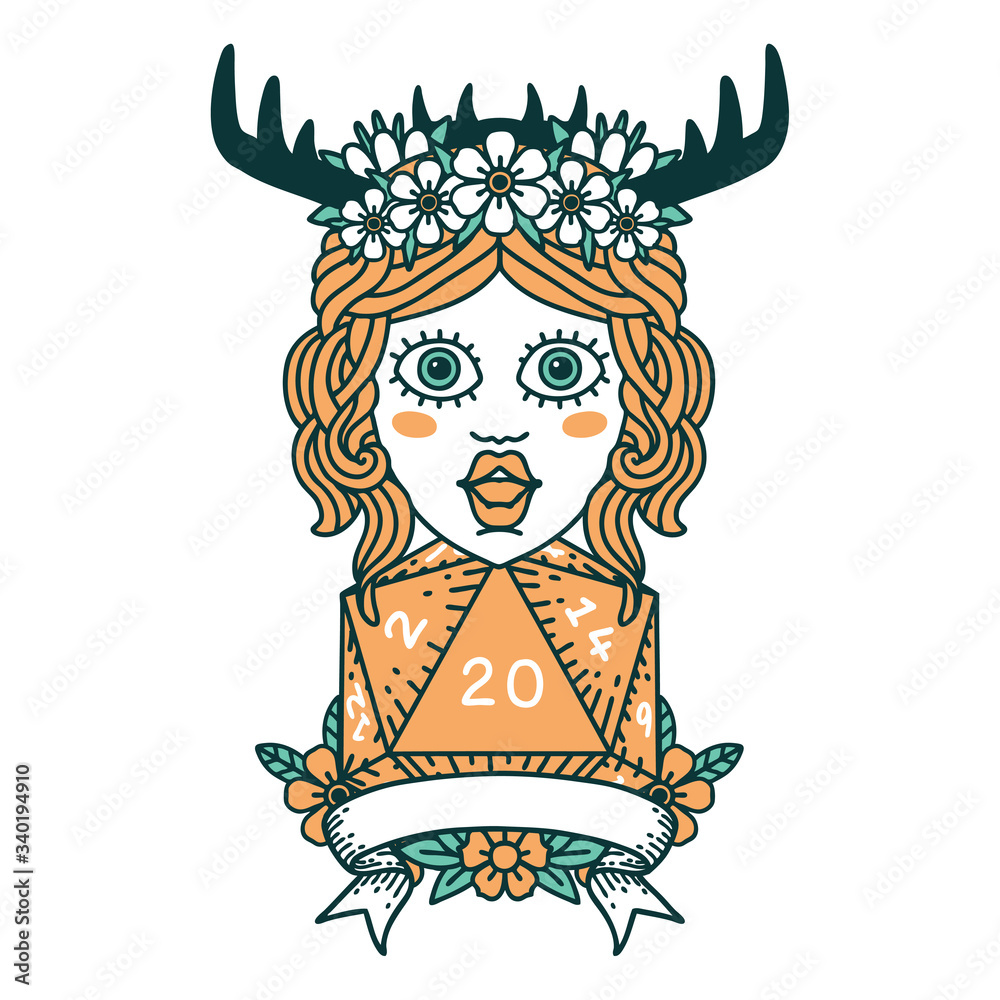 human druid with natural twenty roll illustration human druid with natural twenty roll illustration
