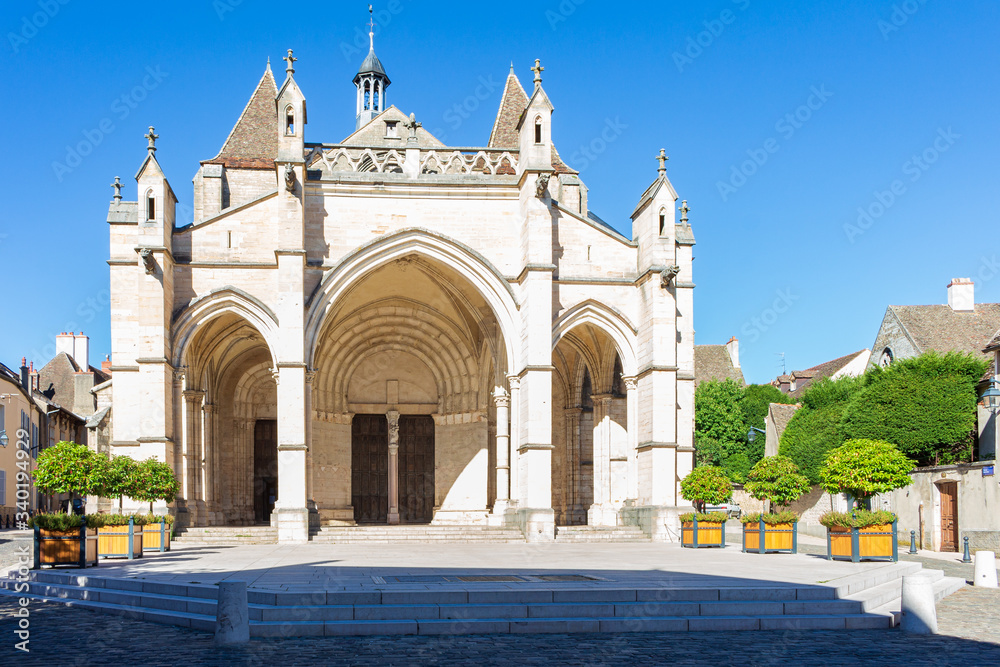 View of the main facade of the Basilica of Our Lady, Beaune, Burgundy, France