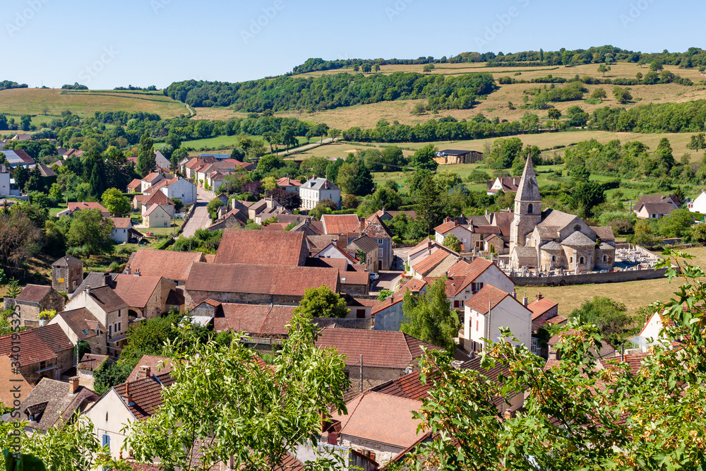 Aerial view of the town of Nolay, view from the castle, Burgundy, France