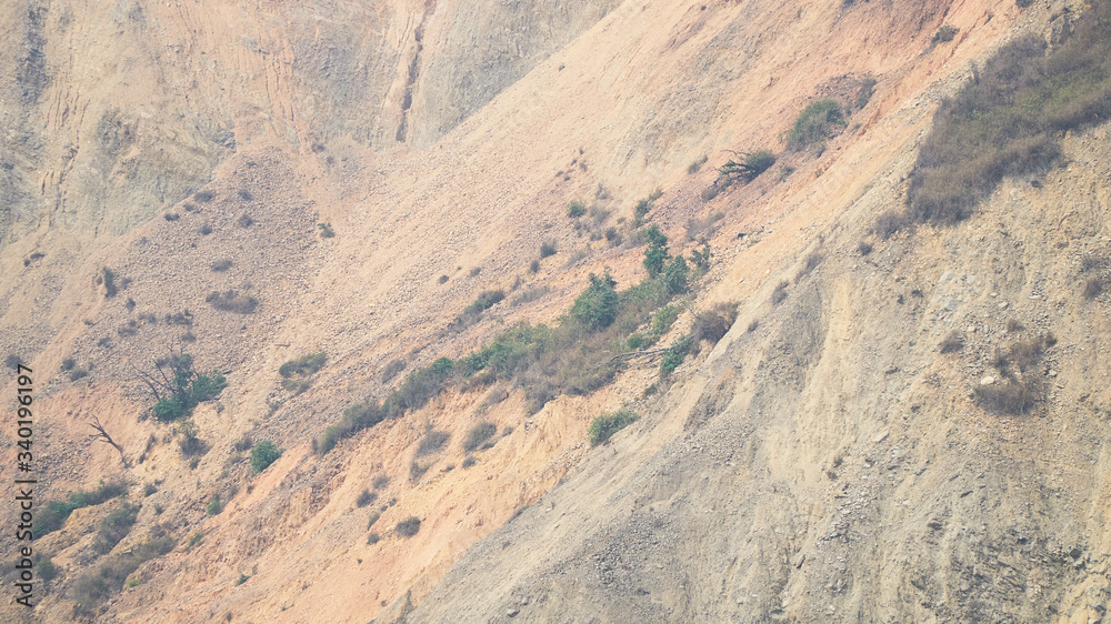 Fototapeta premium Dangerous Landslide, 9 kilometers Mountain or Phou Kao Lak, Kasi District, Laos.