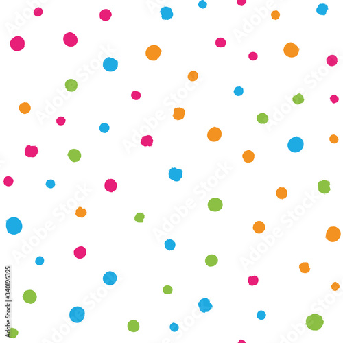 Fototapeta Naklejka Na Ścianę i Meble -  Scattered colorful brush dots. Seamless background pattern. Abstract vector wallpaper