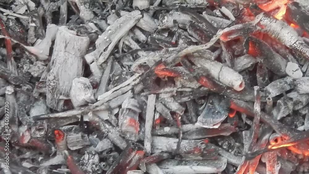 Fiery colourful hot glowing embers of fire charcoal bonfire Fiery colourful hot glowing embers of fire charcoal bonfire