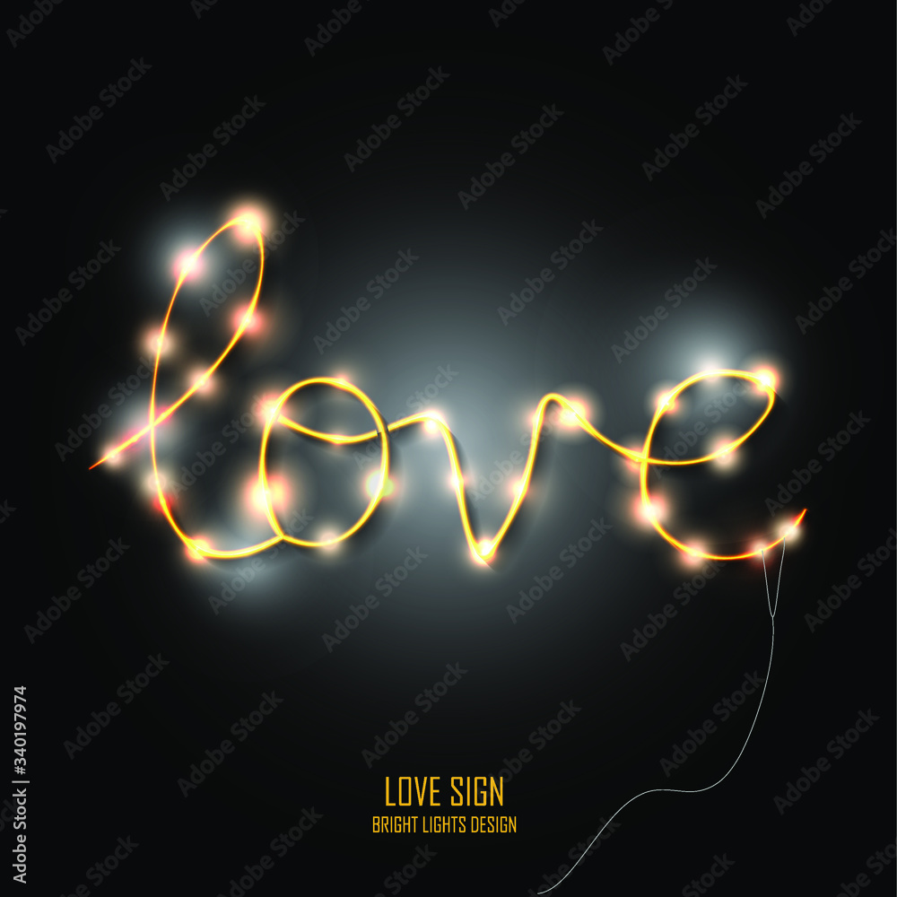 Bright Lights Love Sign - Valentine's Day Background