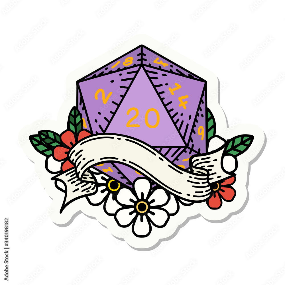 natural twenty D20 dice roll sticker natural twenty D20 dice roll sticker