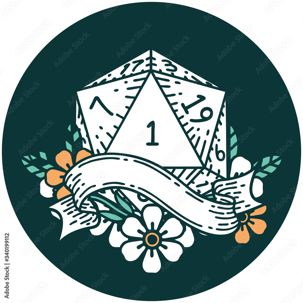 natural one d20 dice roll icon natural one d20 dice roll icon