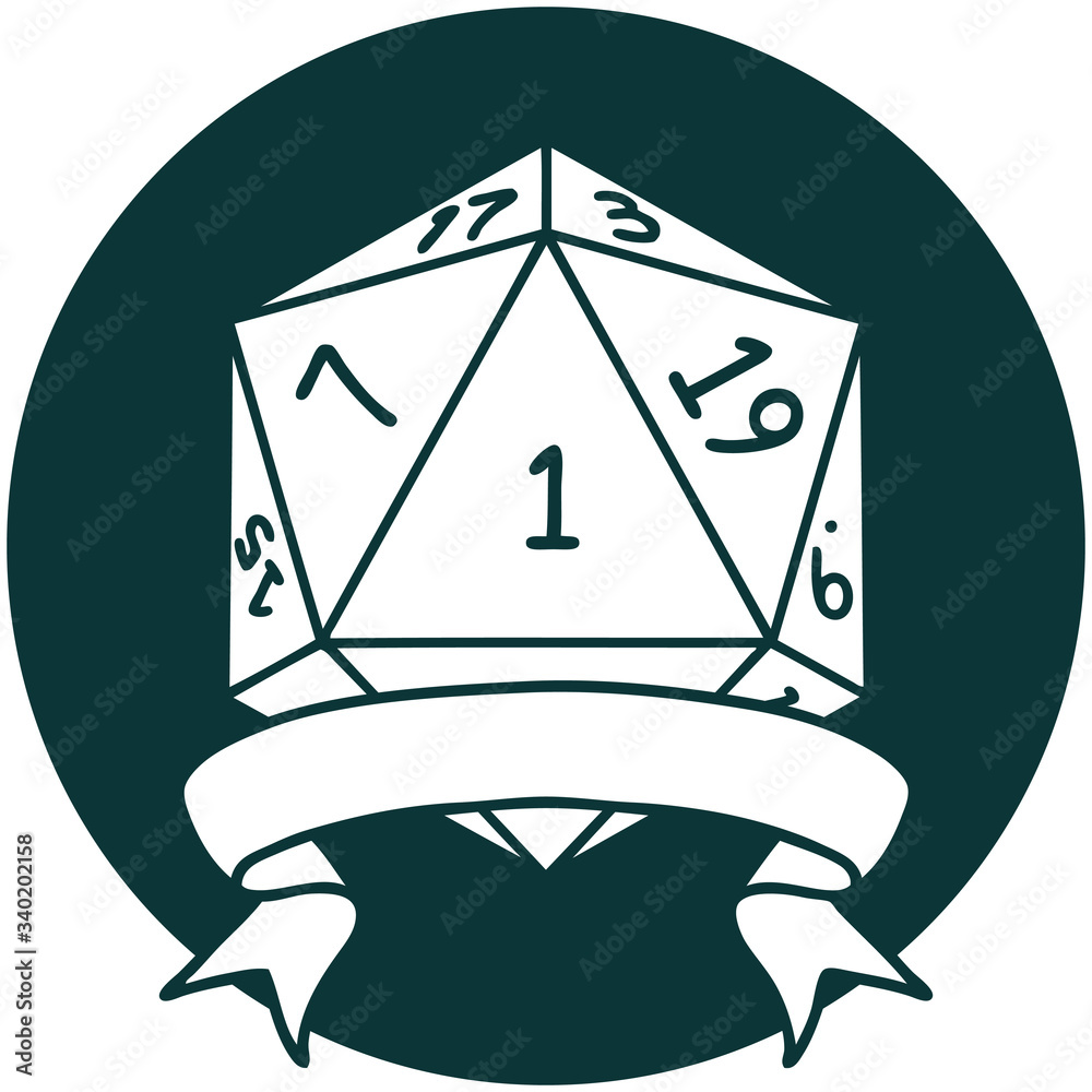 natural one d20 dice roll icon natural one d20 dice roll icon