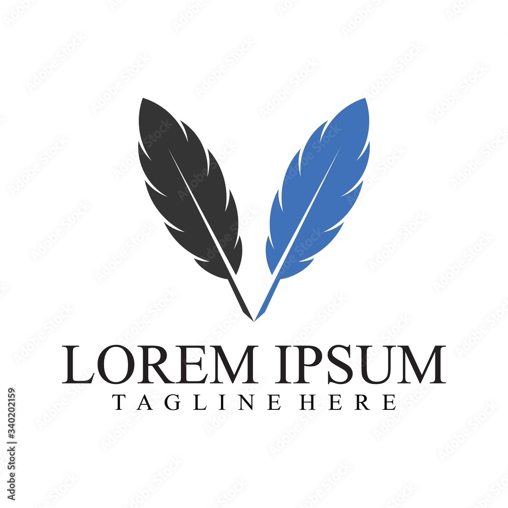 Twin Feather Concept Isolated on White Background. Feather Logo Illustration. Twin Feather Concept Isolated on White Background. Feather Logo Illustration.