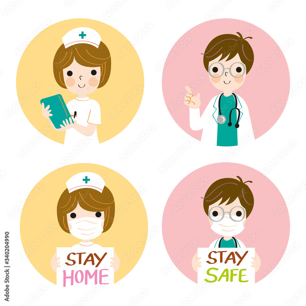 Nurses and doctors ask people to stay home to avoid corona virus infection Nurses and doctors ask people to stay home to avoid corona virus infection