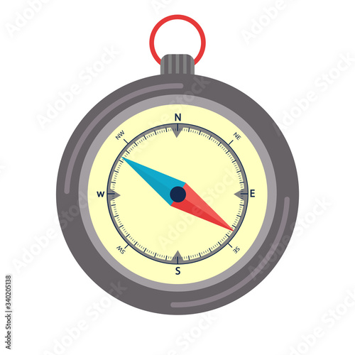 Travel compass flat vector illustration