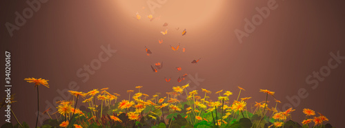 Foto butterflies hovering above plants