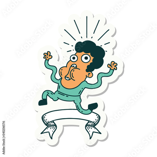 sticker of tattoo style frightened man