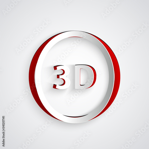 Paper cut 3D word icon isolated on grey background. Paper art style. Vector Illustration