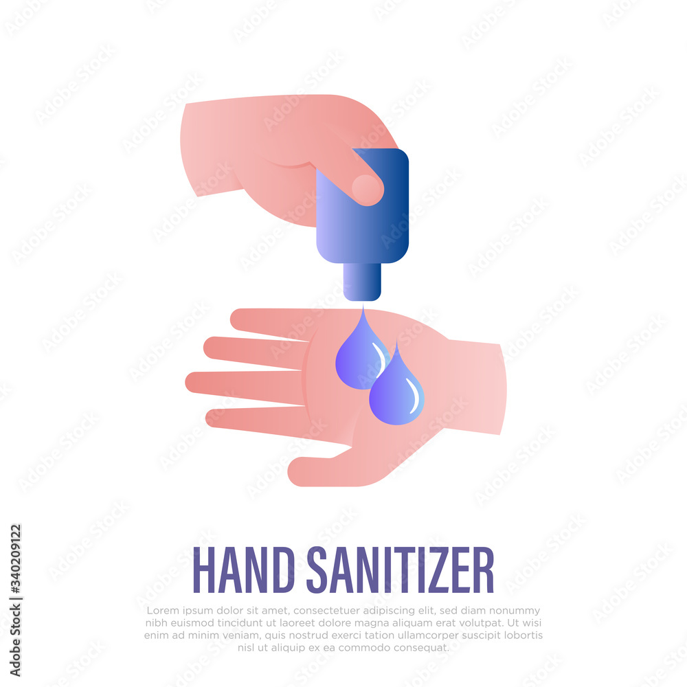 Hand sanitizer: disinfect hands with antibacterial gel. Hygiene for prevention COVID-19. Gradient icon. Healthcare and medical vector illustration. Hand sanitizer: disinfect hands with antibacterial gel. Hygiene for prevention COVID-19. Gradient icon. Healthcare and medical vector illustration.