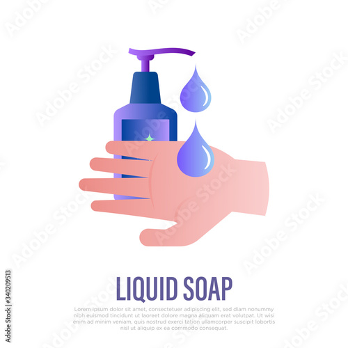 Washing hands with liquid soap. Gradient icon. Hygiene for prevention coronavirus. Healthcare and medical vector illustration.