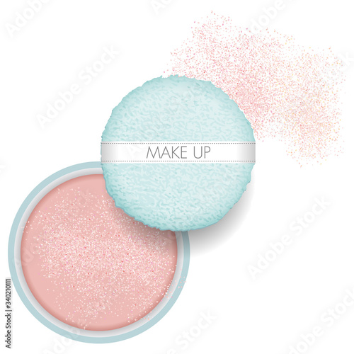 illustration vectorielle - objet beauté maquillage - poudre pour le teint du visage.