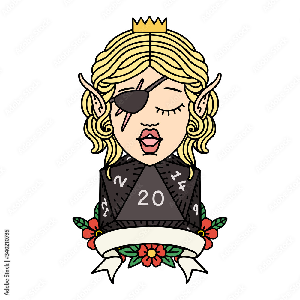 elf rogue character with natural twenty dice roll illustration elf rogue character with natural twenty dice roll illustration