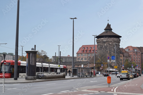 Cityscape in front of Nuremberg Central Station, Germany photo