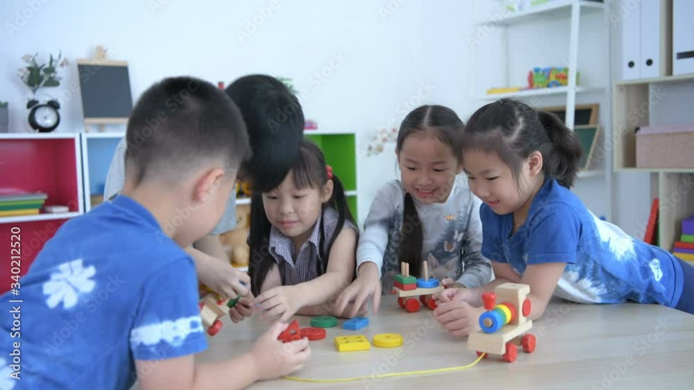 Educational concepts. Children are playing toys in the classroom. 4k Resolution. Educational concepts. Children are playing toys in the classroom. 4k Resolution.
