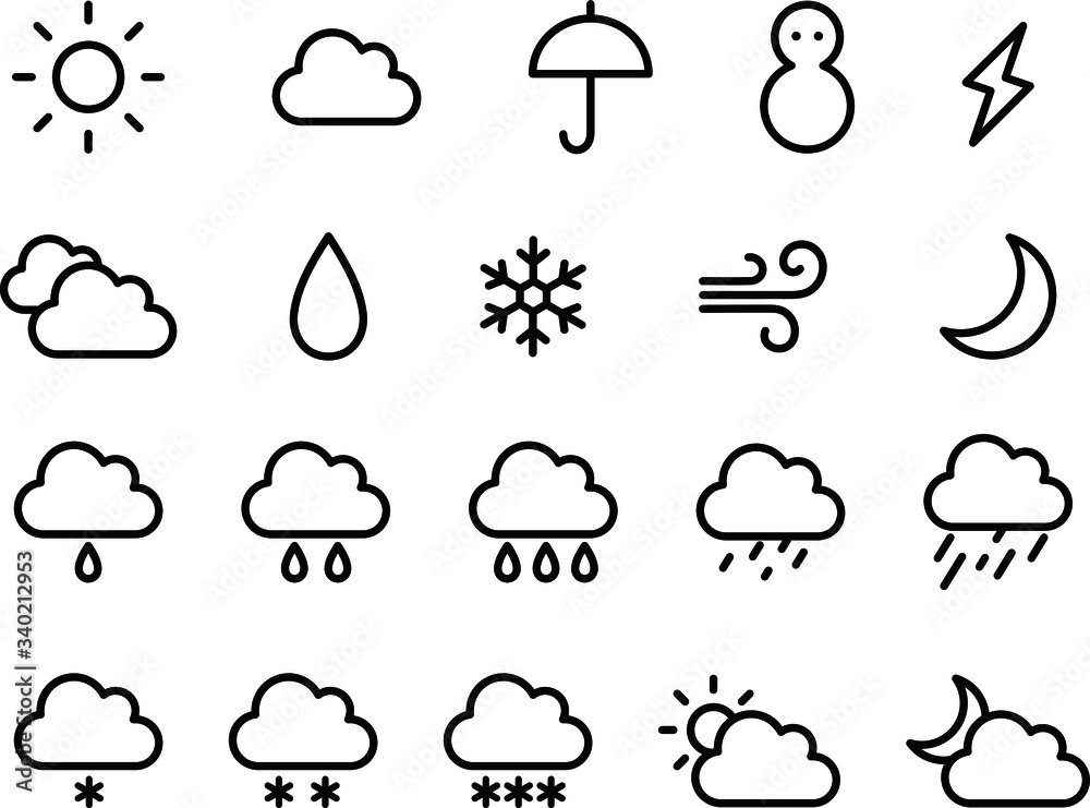 天気のアイコンのセット／イラスト／かわいい